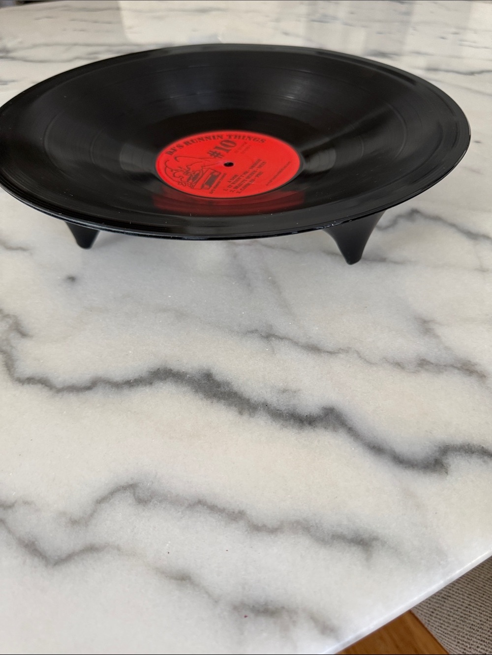 Authentic Black Vinyl record  bowl Red Label